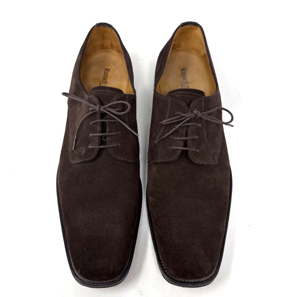 Russell & Bromley London Derby Shoes Mens US 11 Dark Brown Suede Lace Up Career